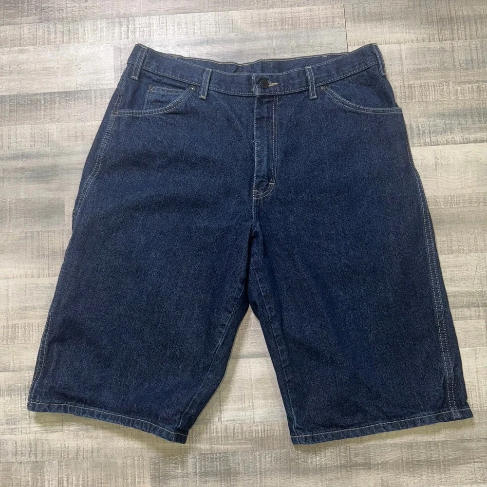Genuine Dickies Carpenter Denim Shorts Indigo Blue Utility Workwear Mens Size 36